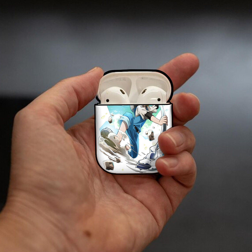 文豪ストレイドッグス Bungo Stray Dogs AirPods 第2世代保護ケース ハードシェル ブラック 耐衝撃・防指紋・カラビナ付き