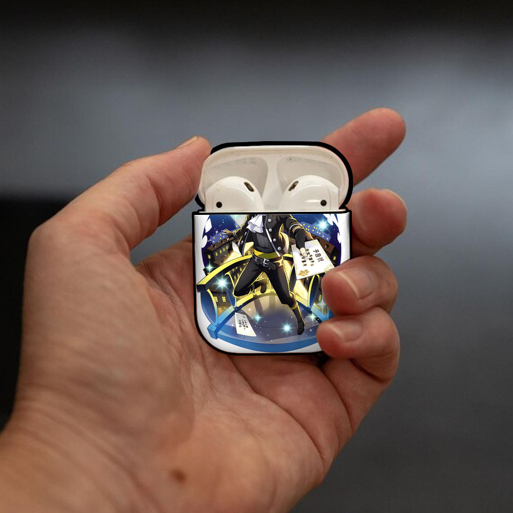 文豪ストレイドッグス Bungo Stray Dogs AirPods 第2世代保護ケース ハードシェル ブラック 耐衝撃・防指紋・カラビナ付き