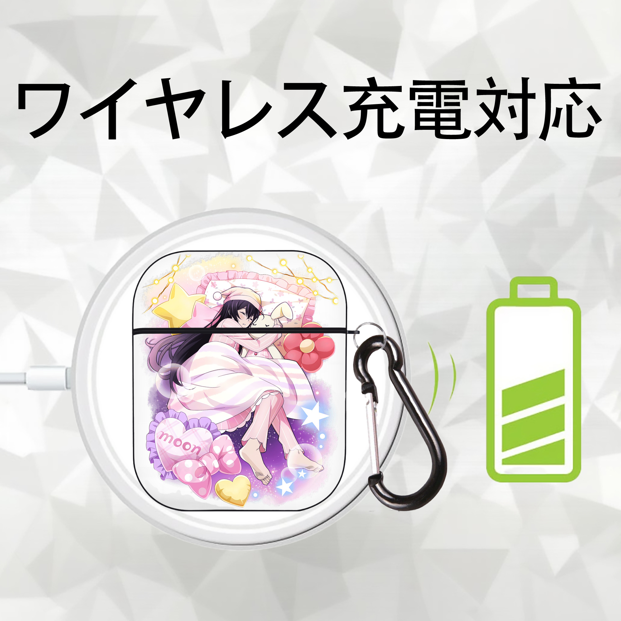 文豪ストレイドッグス Bungo Stray Dogs AirPods 第2世代保護ケース ハードシェル ブラック 耐衝撃・防指紋・カラビナ付き