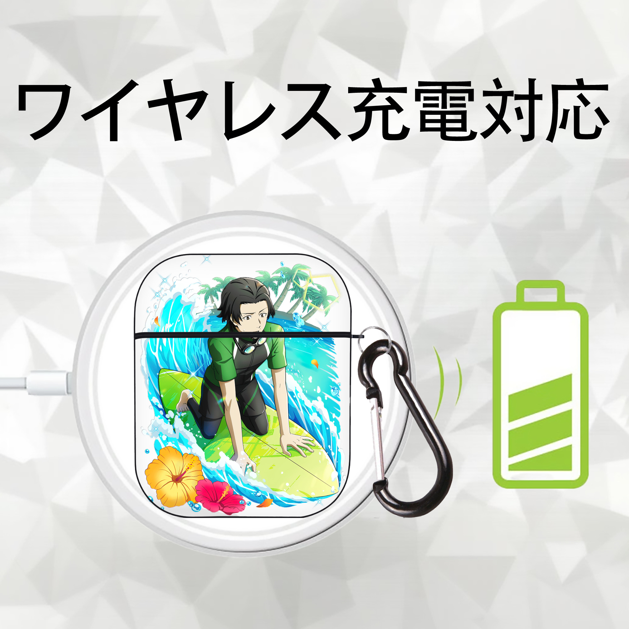 文豪ストレイドッグス Bungo Stray Dogs AirPods 第2世代保護ケース ハードシェル ブラック 耐衝撃・防指紋・カラビナ付き