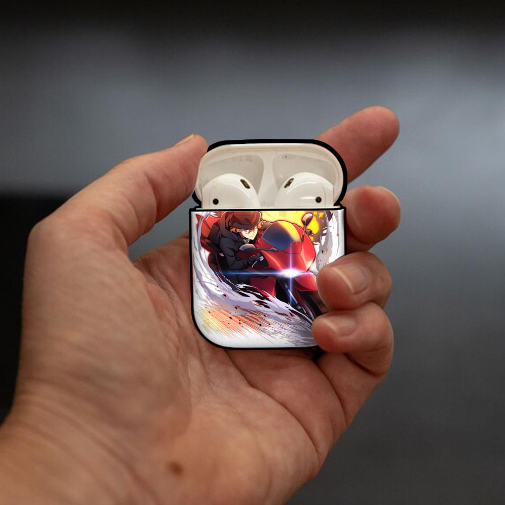 文豪ストレイドッグス Bungo Stray Dogs AirPods 第2世代保護ケース ハードシェル ブラック 耐衝撃・防指紋・カラビナ付き