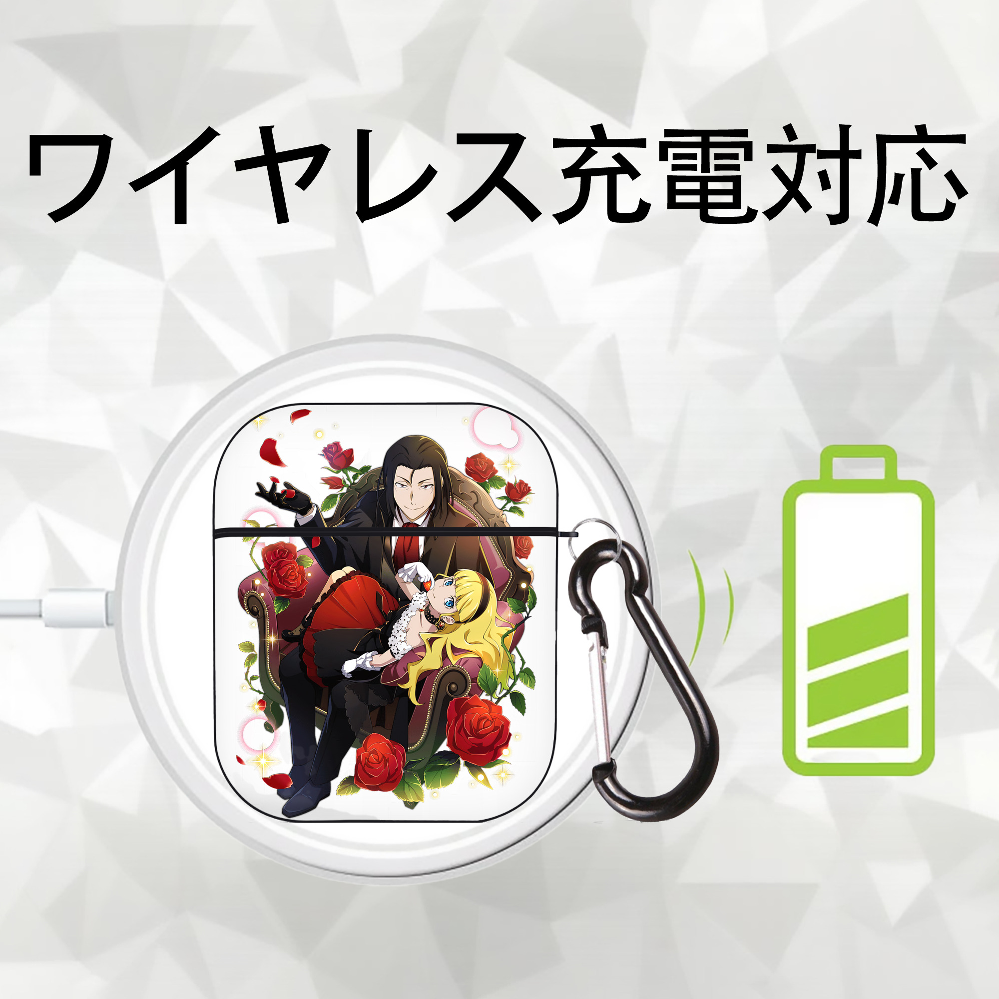 文豪ストレイドッグス Bungo Stray Dogs AirPods 第2世代保護ケース ハードシェル ブラック 耐衝撃・防指紋・カラビナ付き