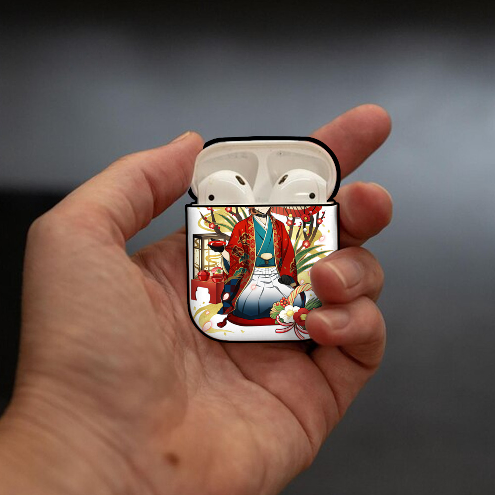 文豪ストレイドッグス Bungo Stray Dogs AirPods 第2世代保護ケース ハードシェル ブラック 耐衝撃・防指紋・カラビナ付き