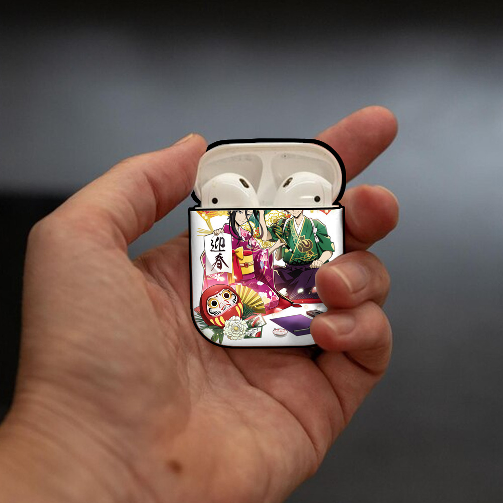 文豪ストレイドッグス Bungo Stray Dogs AirPods 第2世代保護ケース ハードシェル ブラック 耐衝撃・防指紋・カラビナ付き