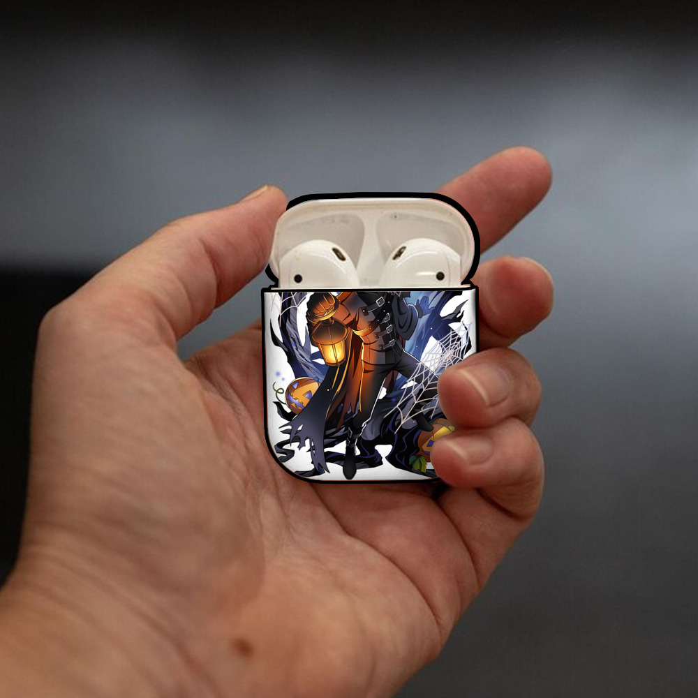 文豪ストレイドッグス Bungo Stray Dogs AirPods 第2世代保護ケース ハードシェル ブラック 耐衝撃・防指紋・カラビナ付き