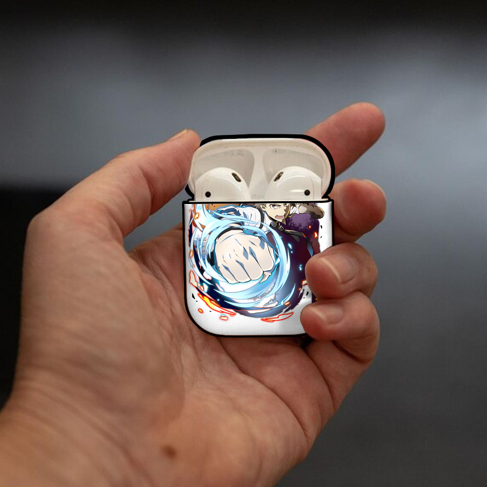 文豪ストレイドッグス Bungo Stray Dogs AirPods 第2世代保護ケース ハードシェル ブラック 耐衝撃・防指紋・カラビナ付き