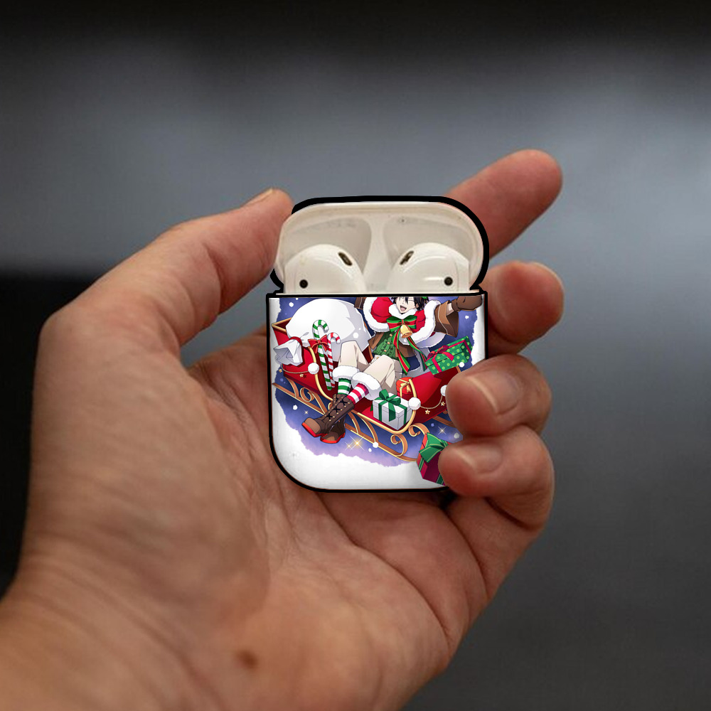 文豪ストレイドッグス Bungo Stray Dogs AirPods 第2世代保護ケース ハードシェル ブラック 耐衝撃・防指紋・カラビナ付き