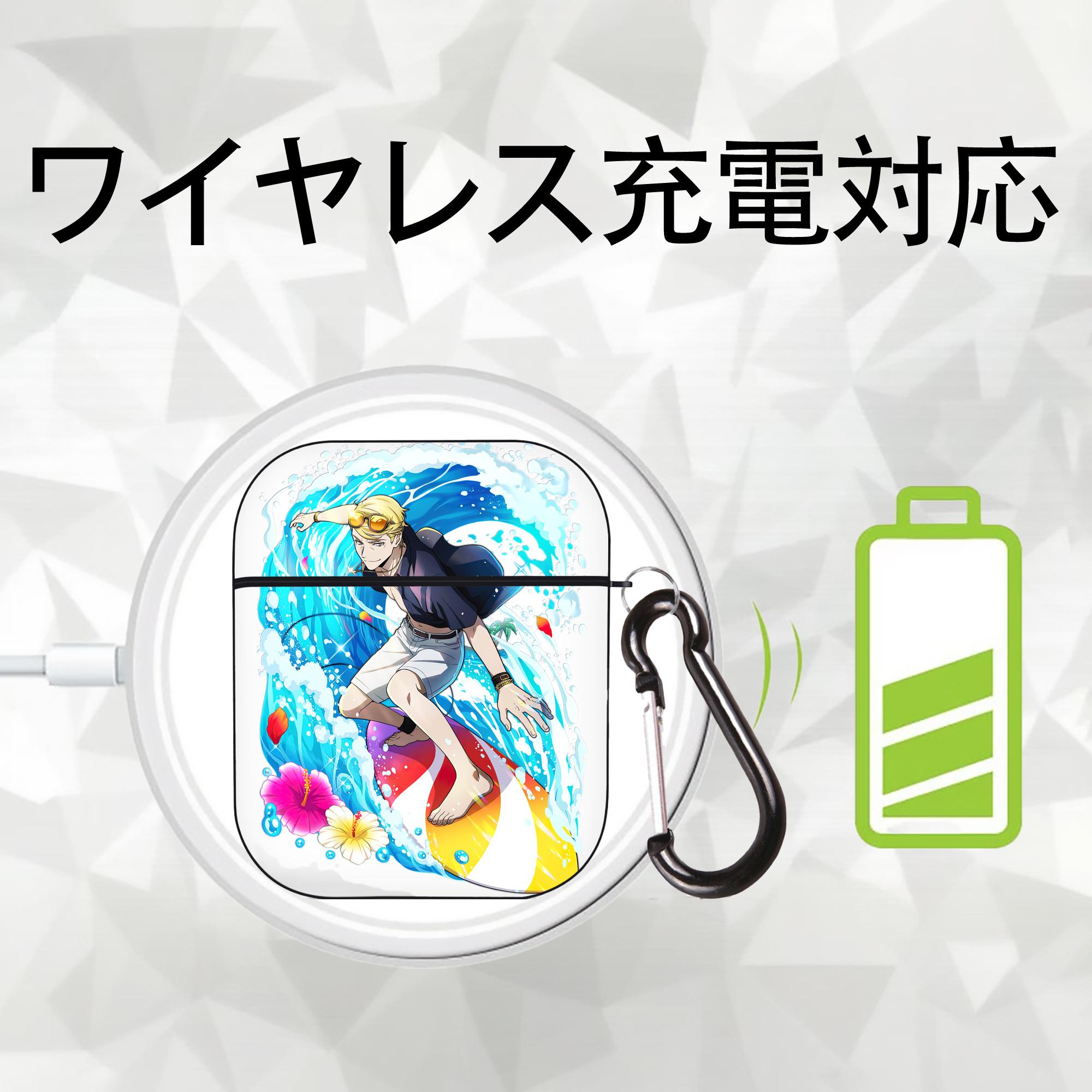 文豪ストレイドッグス Bungo Stray Dogs AirPods 第2世代保護ケース ハードシェル ブラック 耐衝撃・防指紋・カラビナ付き