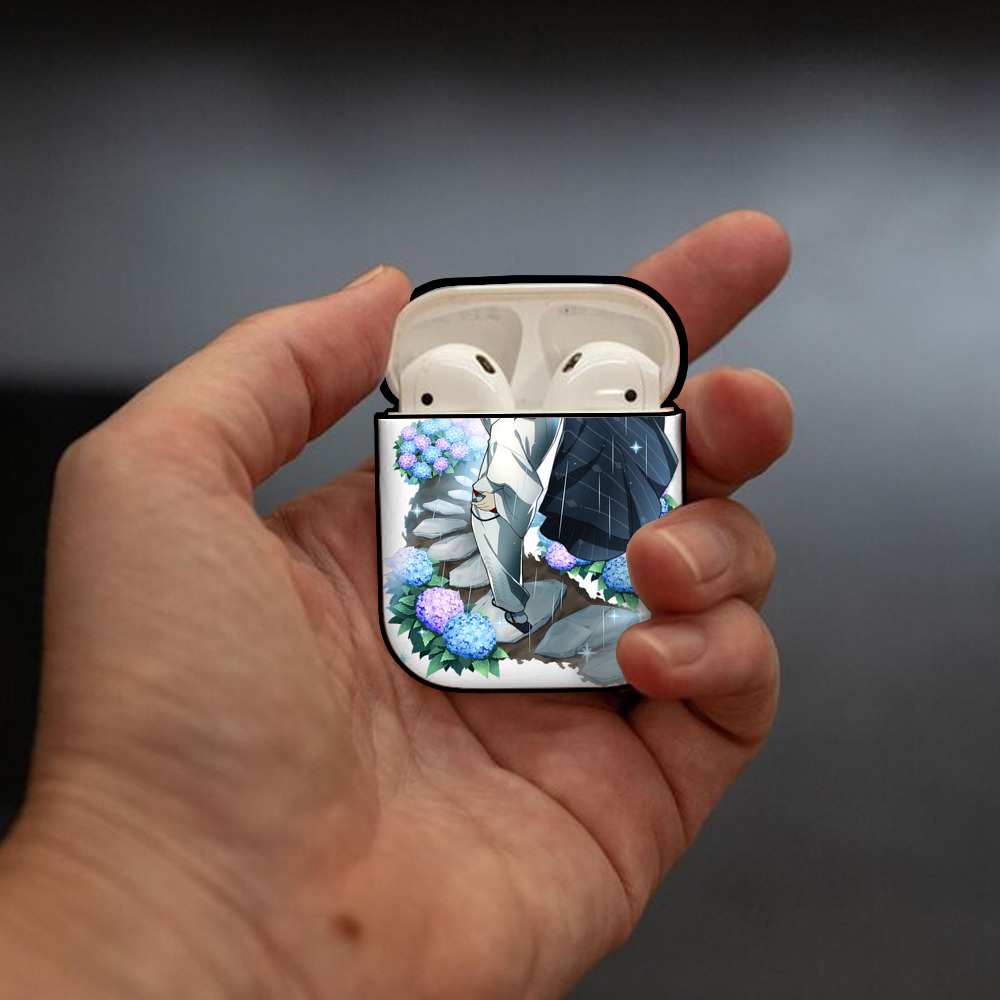 文豪ストレイドッグス Bungo Stray Dogs AirPods 第2世代保護ケース ハードシェル ブラック 耐衝撃・防指紋・カラビナ付き