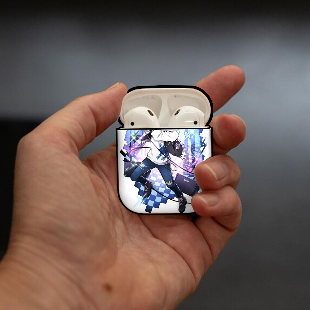 文豪ストレイドッグス Bungo Stray Dogs AirPods 第2世代保護ケース ハードシェル ブラック 耐衝撃・防指紋・カラビナ付き