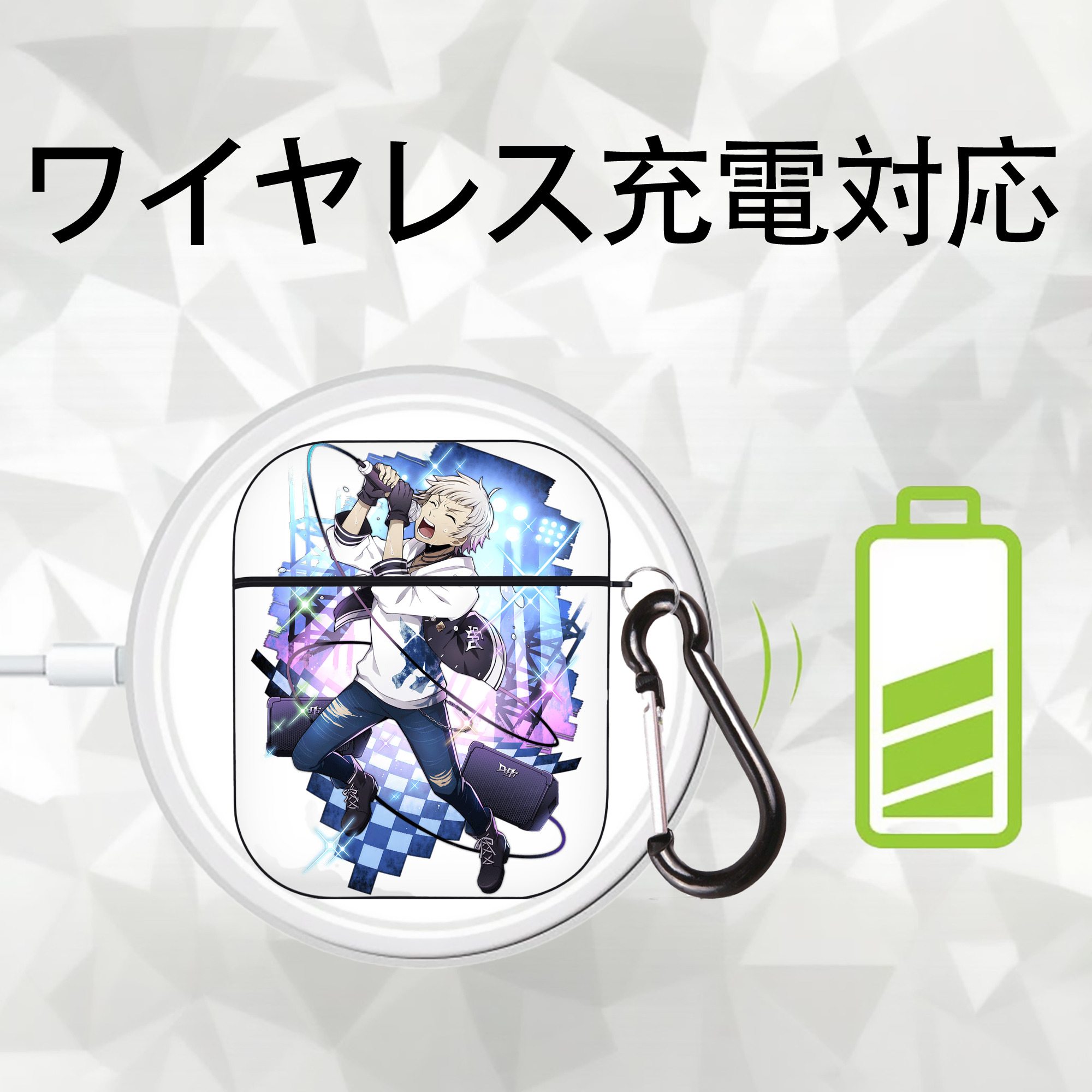 文豪ストレイドッグス Bungo Stray Dogs AirPods 第2世代保護ケース ハードシェル ブラック 耐衝撃・防指紋・カラビナ付き