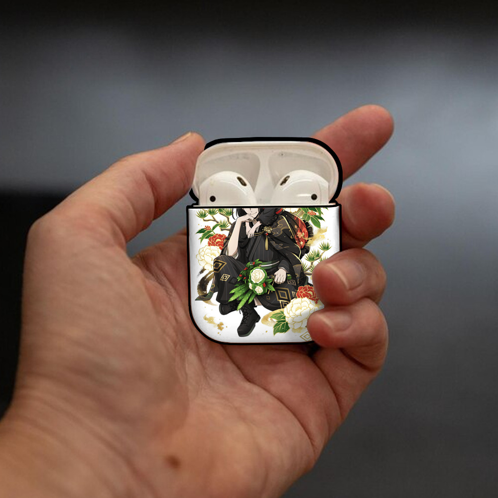 文豪ストレイドッグス Bungo Stray Dogs AirPods 第2世代保護ケース ハードシェル ブラック 耐衝撃・防指紋・カラビナ付き
