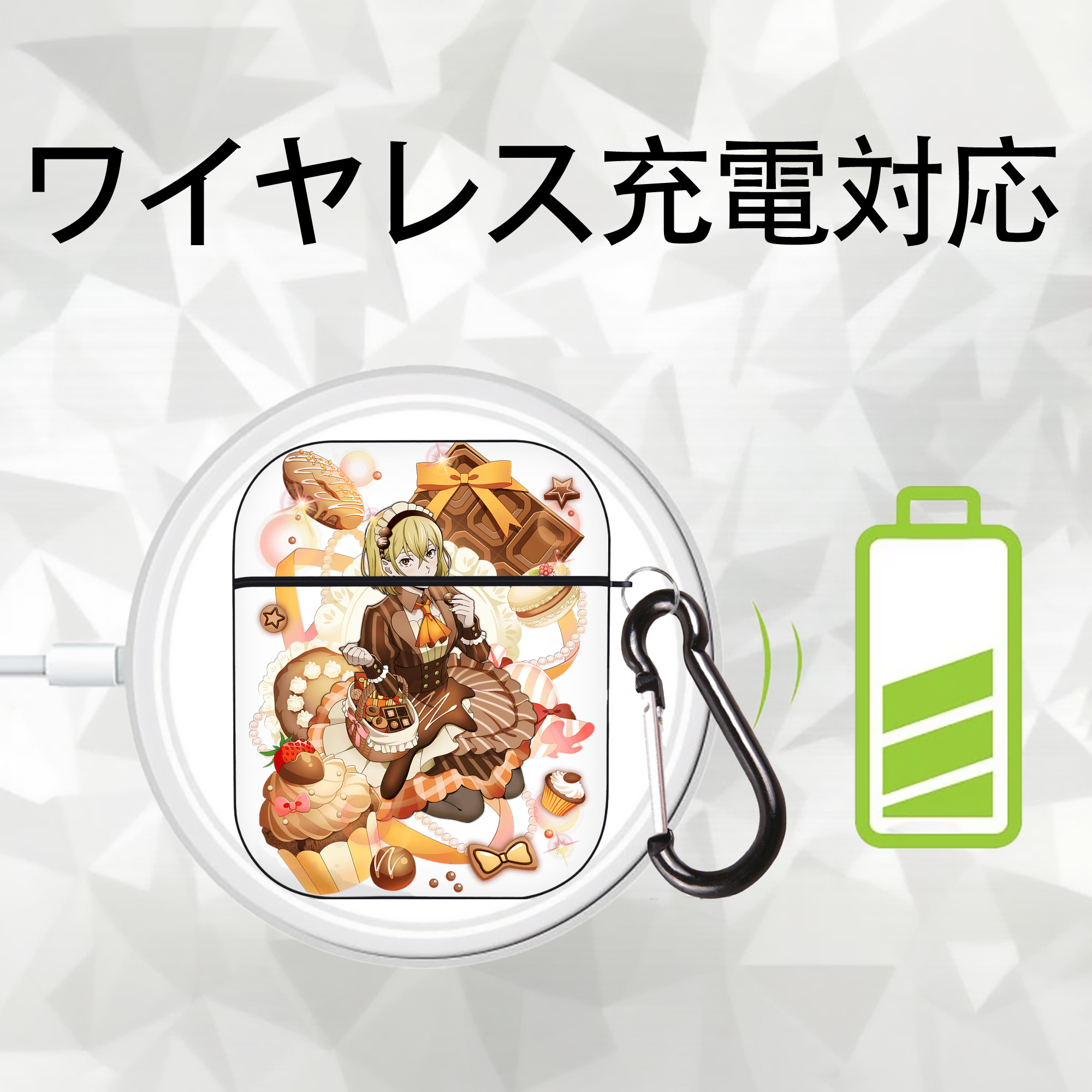 文豪ストレイドッグス Bungo Stray Dogs AirPods 第2世代保護ケース ハードシェル ブラック 耐衝撃・防指紋・カラビナ付き