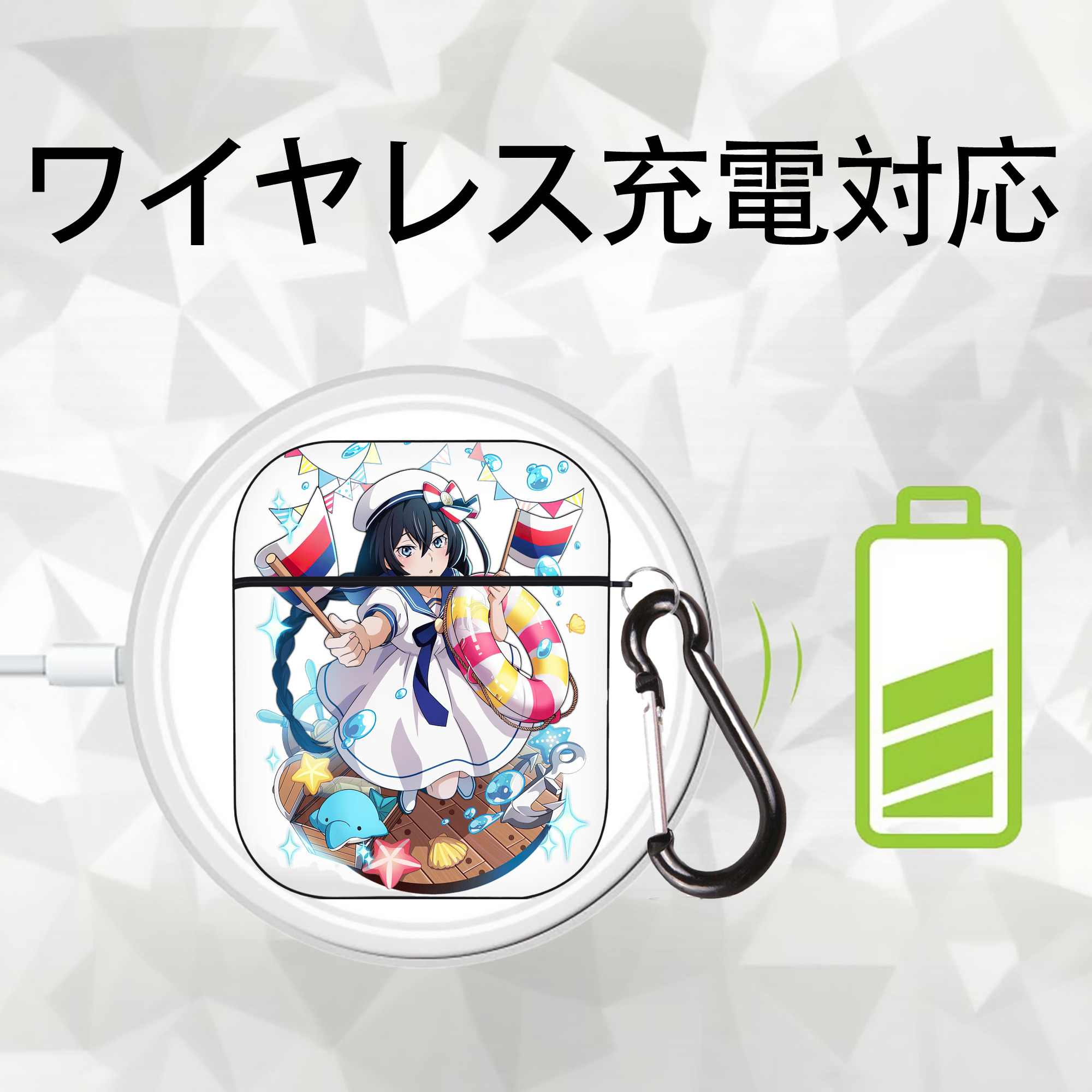 文豪ストレイドッグス Bungo Stray Dogs AirPods 第2世代保護ケース ハードシェル ブラック 耐衝撃・防指紋・カラビナ付き