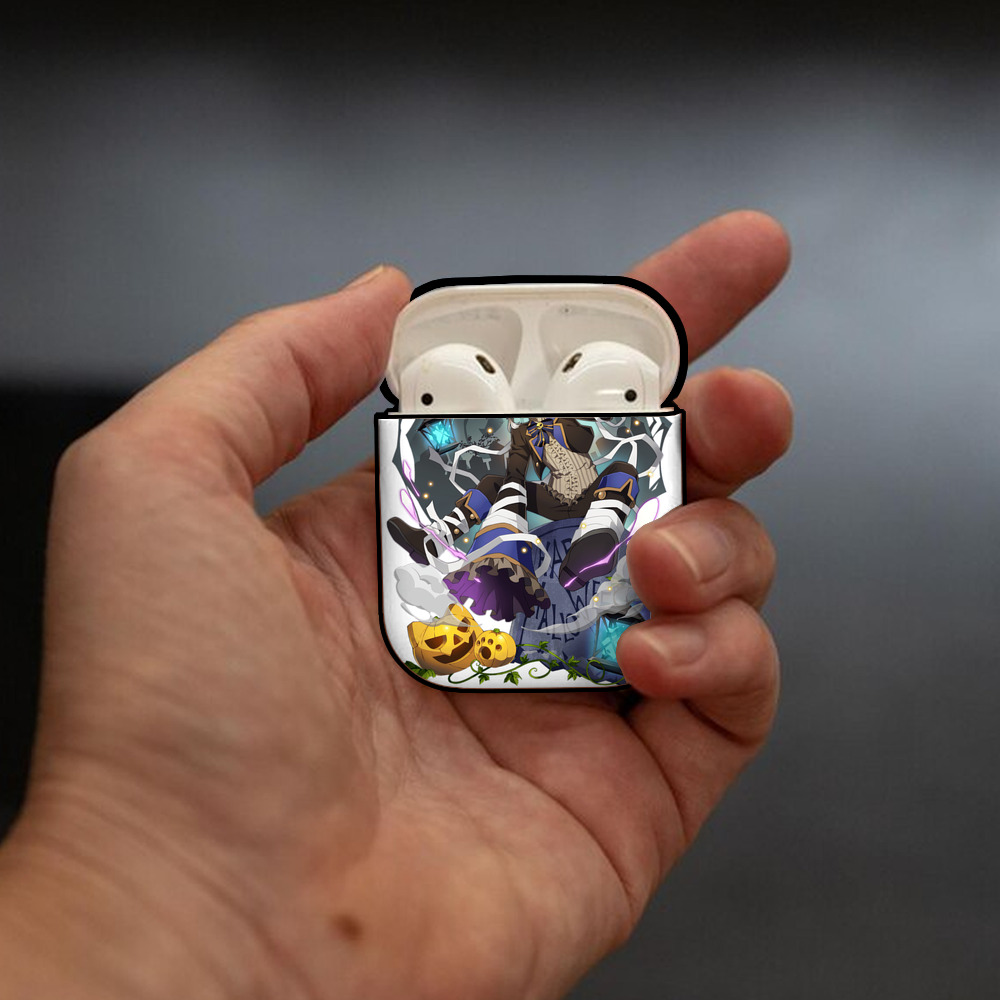 文豪ストレイドッグス Bungo Stray Dogs AirPods 第2世代保護ケース ハードシェル ブラック 耐衝撃・防指紋・カラビナ付き
