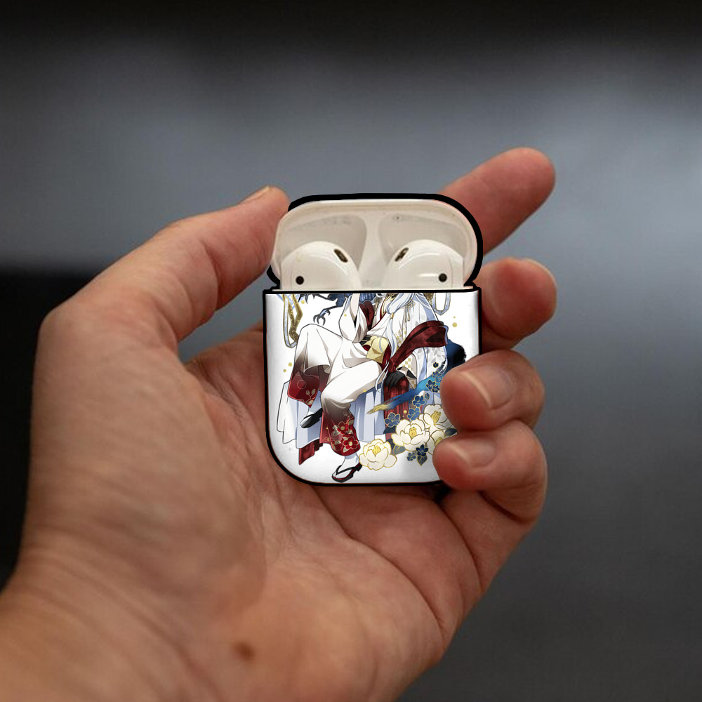 文豪ストレイドッグス Bungo Stray Dogs AirPods 第2世代保護ケース ハードシェル ブラック 耐衝撃・防指紋・カラビナ付き