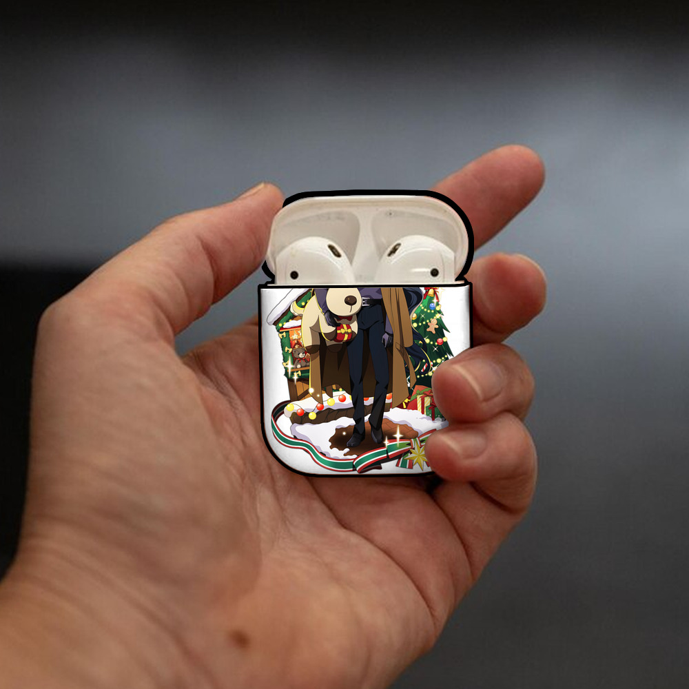 文豪ストレイドッグス Bungo Stray Dogs AirPods 第2世代保護ケース ハードシェル ブラック 耐衝撃・防指紋・カラビナ付き