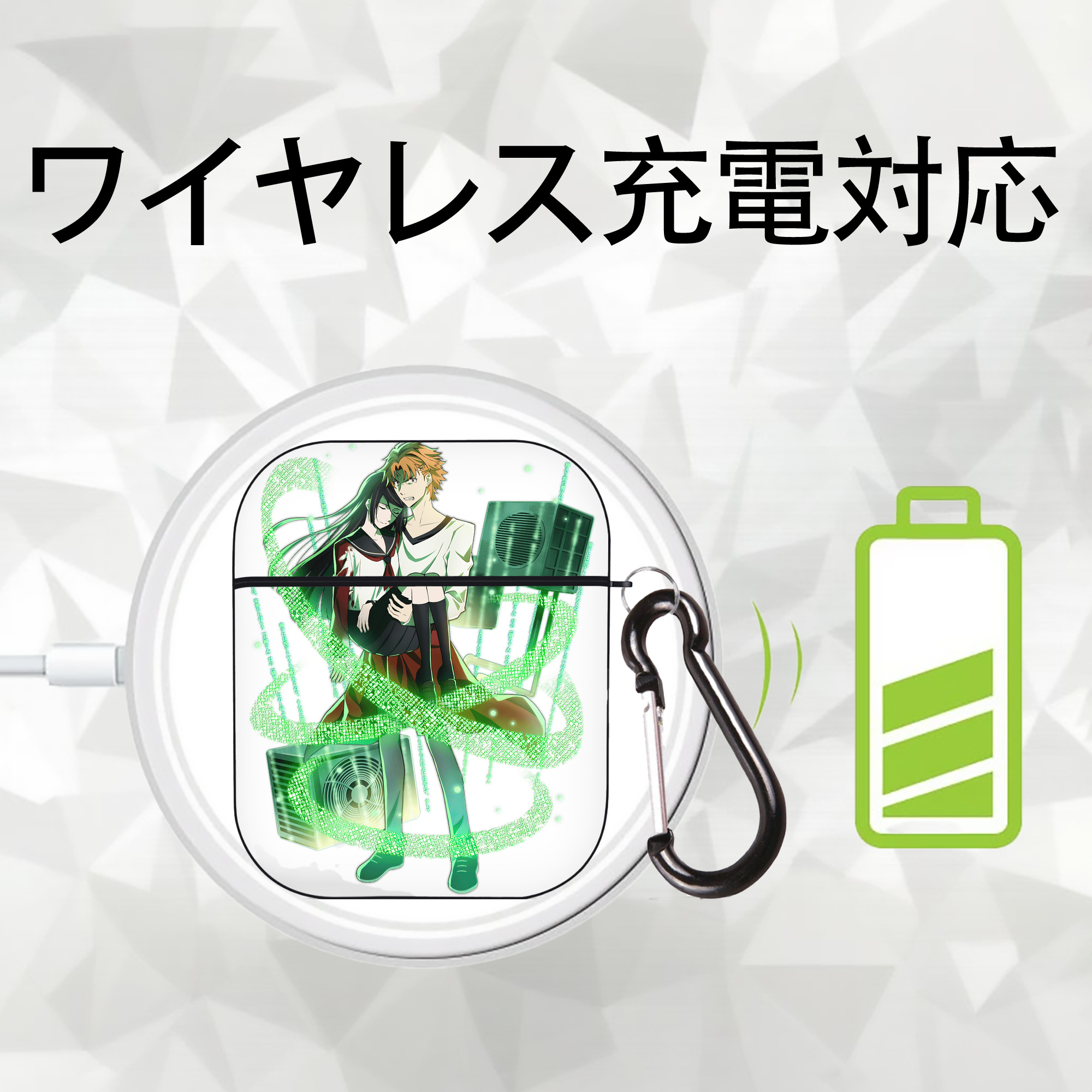 文豪ストレイドッグス Bungo Stray Dogs AirPods 第2世代保護ケース ハードシェル ブラック 耐衝撃・防指紋・カラビナ付き