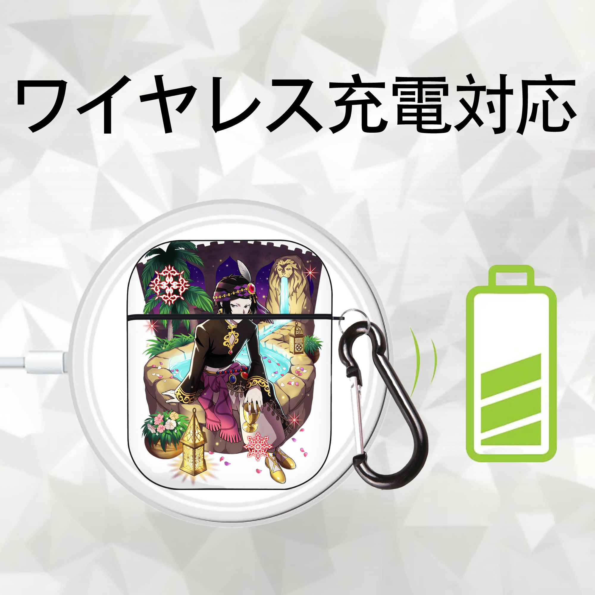 文豪ストレイドッグス Bungo Stray Dogs AirPods 第2世代保護ケース ハードシェル ブラック 耐衝撃・防指紋・カラビナ付き