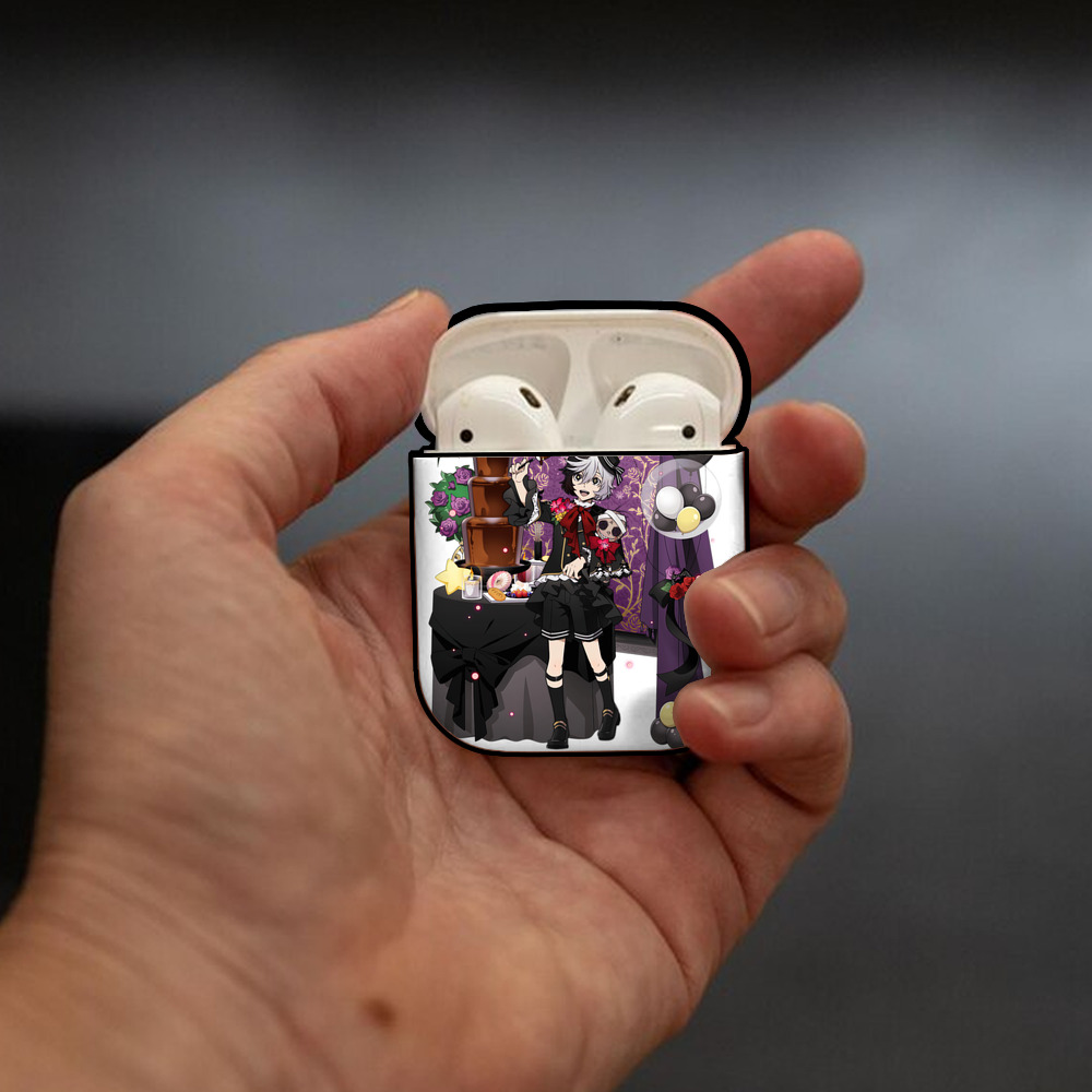 文豪ストレイドッグス Bungo Stray Dogs AirPods 第2世代保護ケース ハードシェル ブラック 耐衝撃・防指紋・カラビナ付き