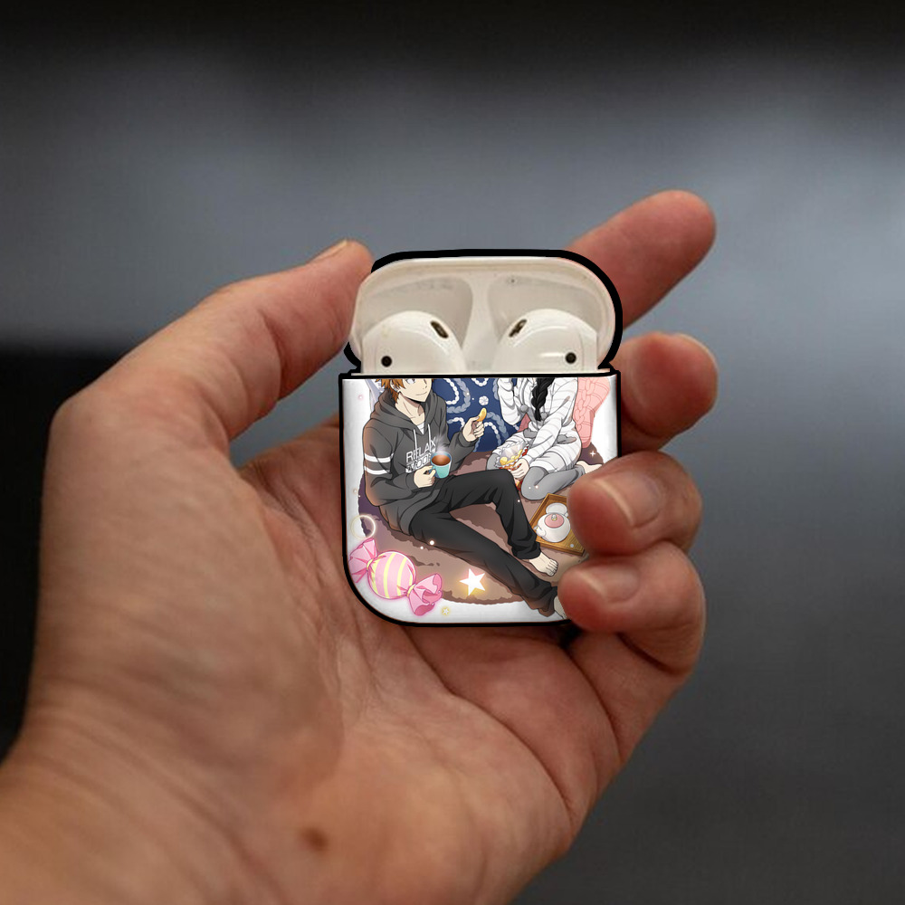 文豪ストレイドッグス Bungo Stray Dogs AirPods 第2世代保護ケース ハードシェル ブラック 耐衝撃・防指紋・カラビナ付き