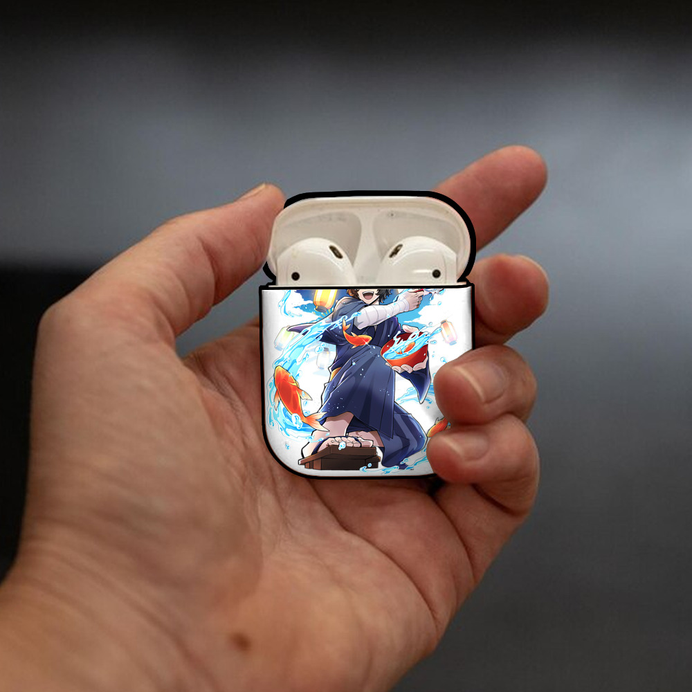 文豪ストレイドッグス Bungo Stray Dogs AirPods 第2世代保護ケース ハードシェル ブラック 耐衝撃・防指紋・カラビナ付き
