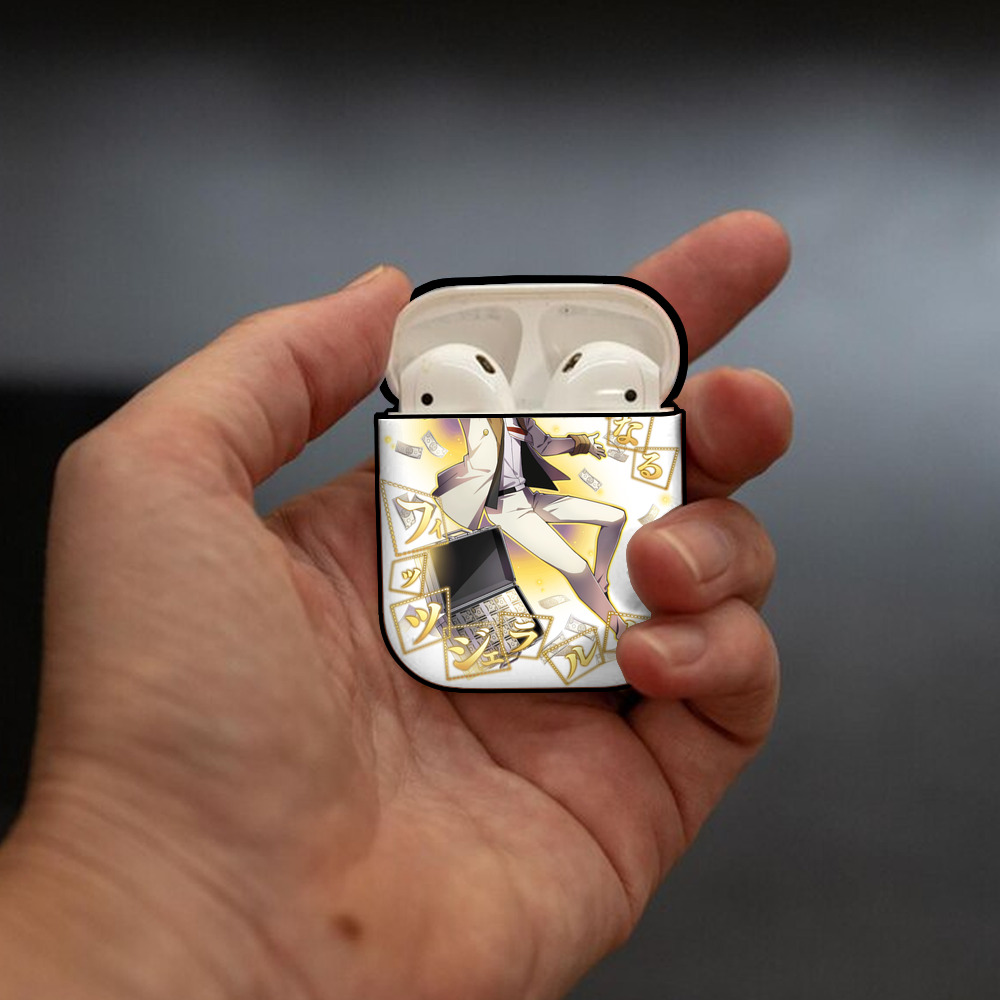 文豪ストレイドッグス Bungo Stray Dogs AirPods 第2世代保護ケース ハードシェル ブラック 耐衝撃・防指紋・カラビナ付き