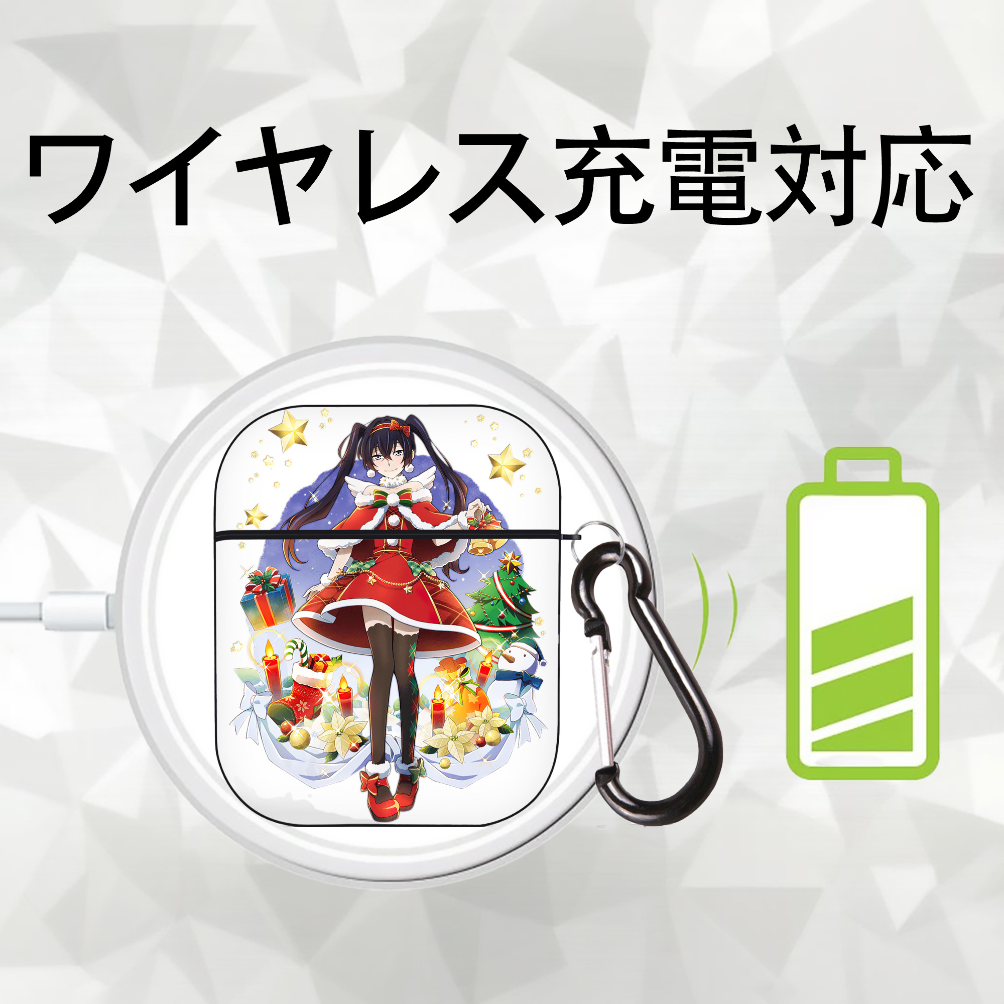 文豪ストレイドッグス Bungo Stray Dogs AirPods 第2世代保護ケース ハードシェル ブラック 耐衝撃・防指紋・カラビナ付き