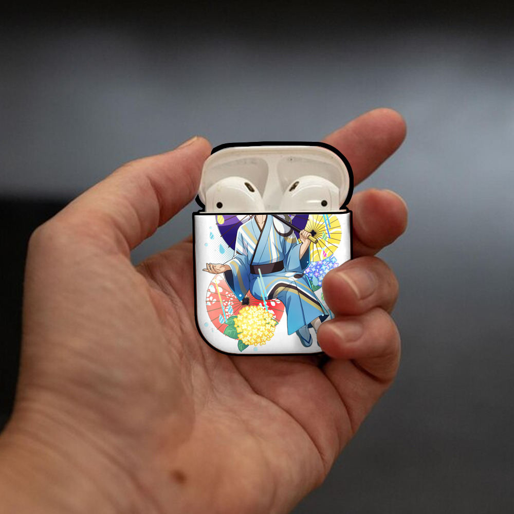 文豪ストレイドッグス Bungo Stray Dogs AirPods 第2世代保護ケース ハードシェル ブラック 耐衝撃・防指紋・カラビナ付き