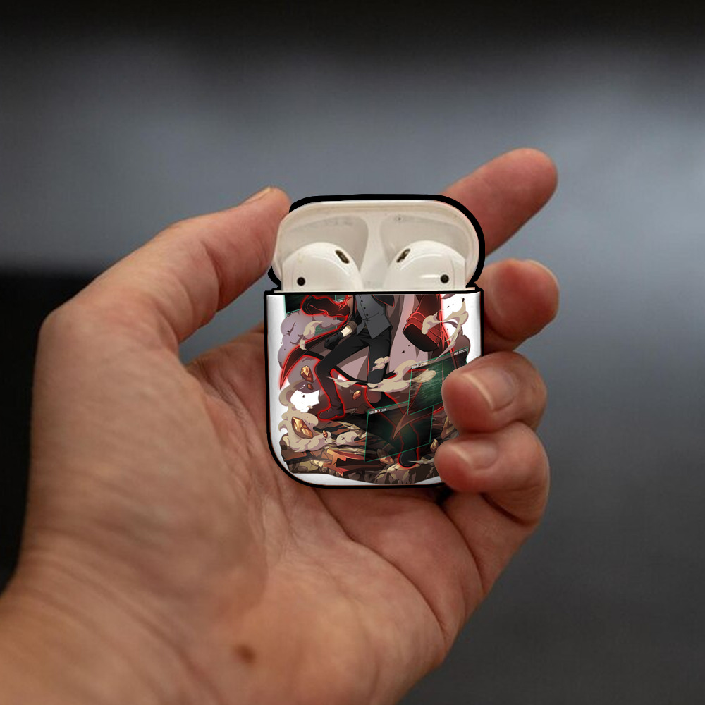 文豪ストレイドッグス Bungo Stray Dogs AirPods 第2世代保護ケース ハードシェル ブラック 耐衝撃・防指紋・カラビナ付き