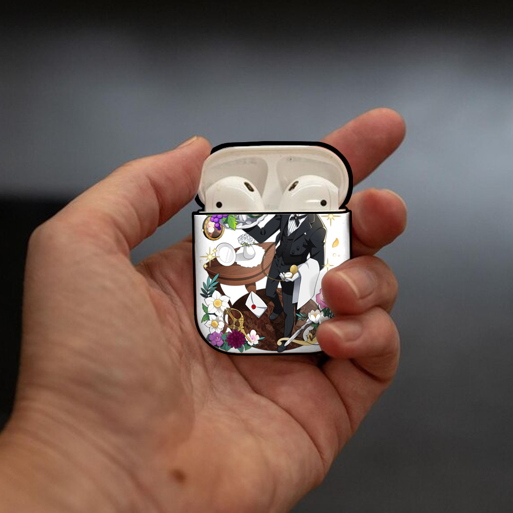 文豪ストレイドッグス Bungo Stray Dogs AirPods 第2世代保護ケース ハードシェル ブラック 耐衝撃・防指紋・カラビナ付き