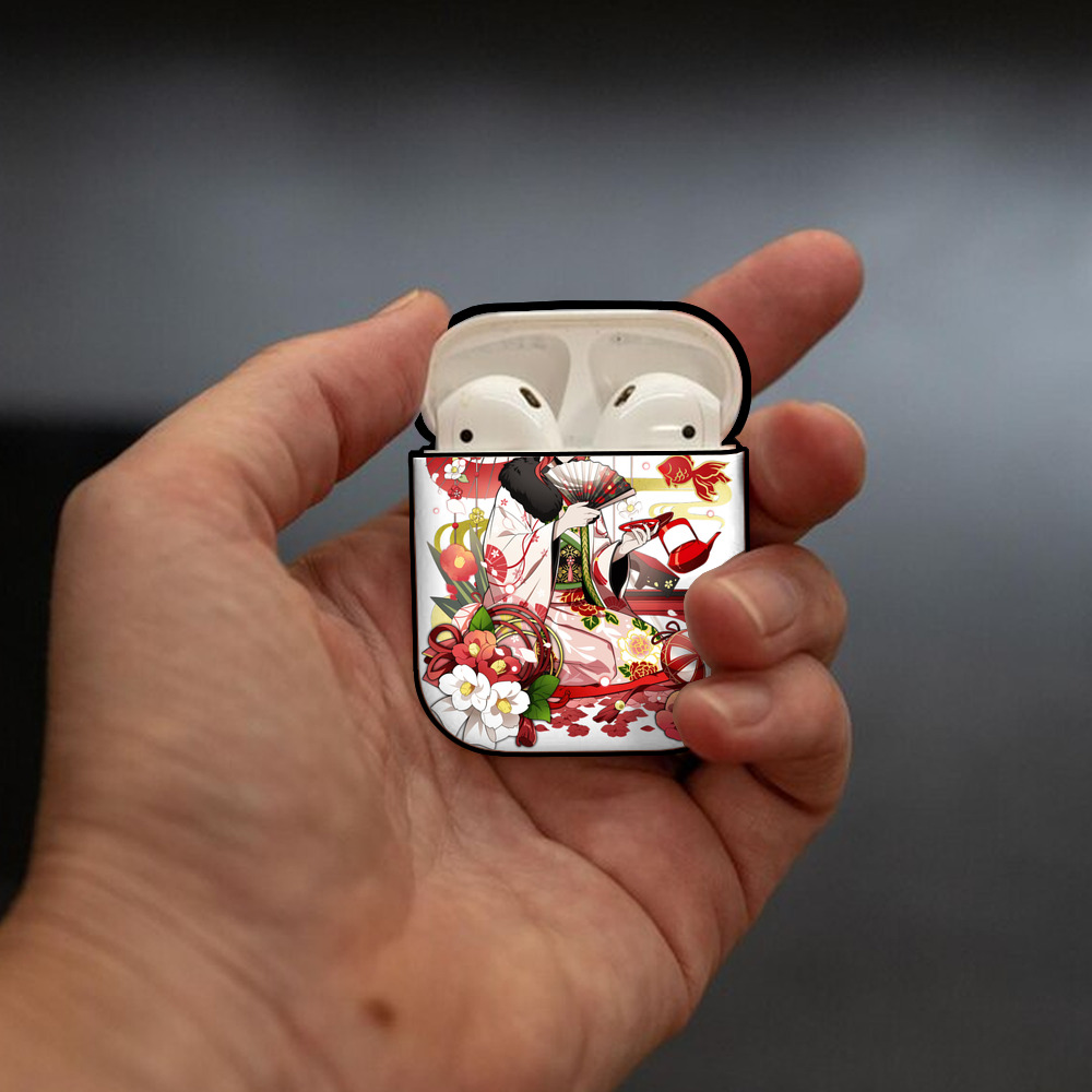 文豪ストレイドッグス Bungo Stray Dogs AirPods 第2世代保護ケース ハードシェル ブラック 耐衝撃・防指紋・カラビナ付き