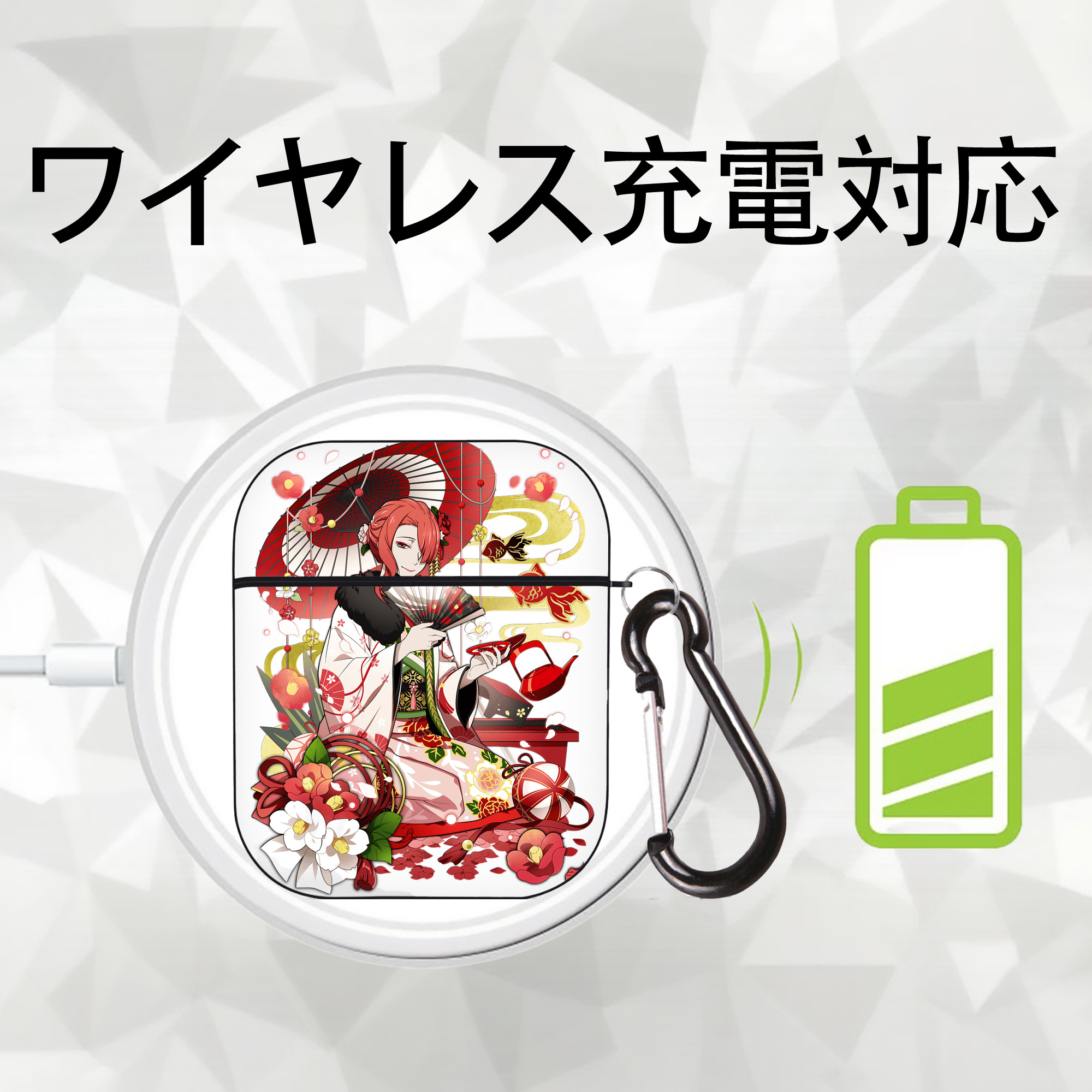 文豪ストレイドッグス Bungo Stray Dogs AirPods 第2世代保護ケース ハードシェル ブラック 耐衝撃・防指紋・カラビナ付き