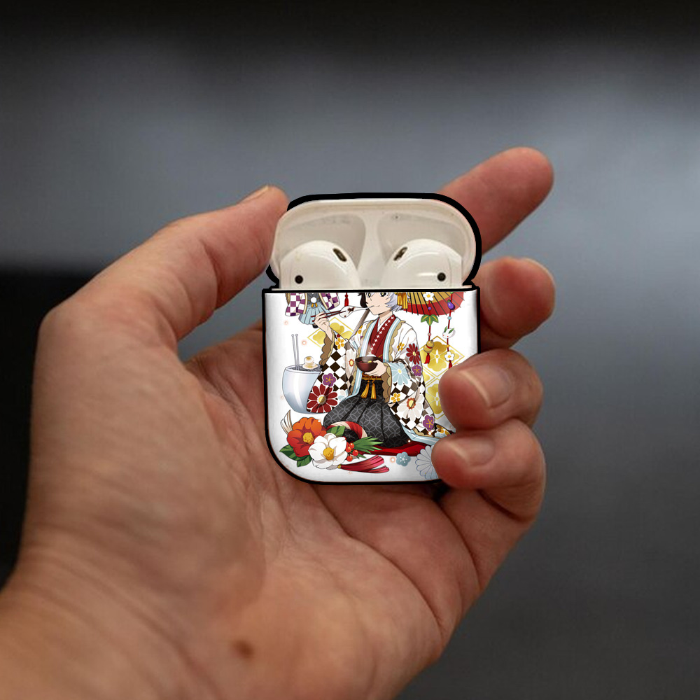 文豪ストレイドッグス Bungo Stray Dogs AirPods 第2世代保護ケース ハードシェル ブラック 耐衝撃・防指紋・カラビナ付き