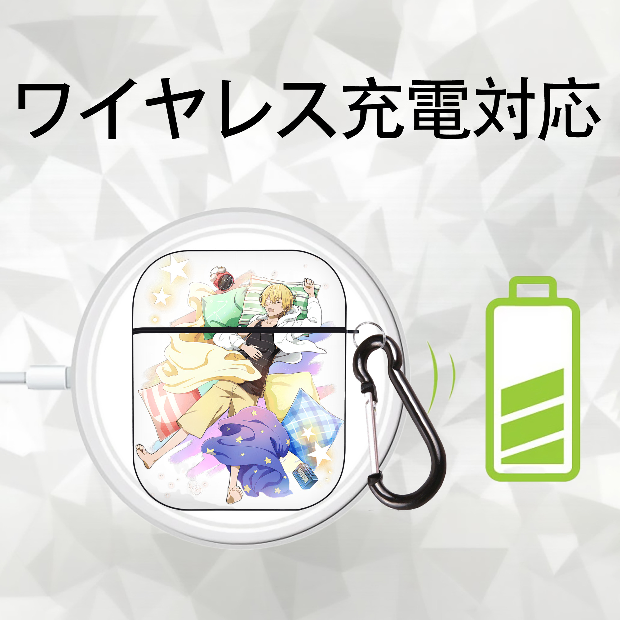 文豪ストレイドッグス Bungo Stray Dogs AirPods 第2世代保護ケース ハードシェル ブラック 耐衝撃・防指紋・カラビナ付き