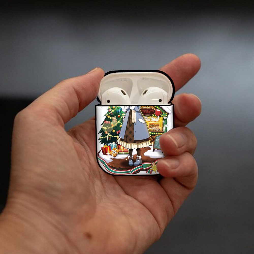 文豪ストレイドッグス Bungo Stray Dogs AirPods 第2世代保護ケース ハードシェル ブラック 耐衝撃・防指紋・カラビナ付き