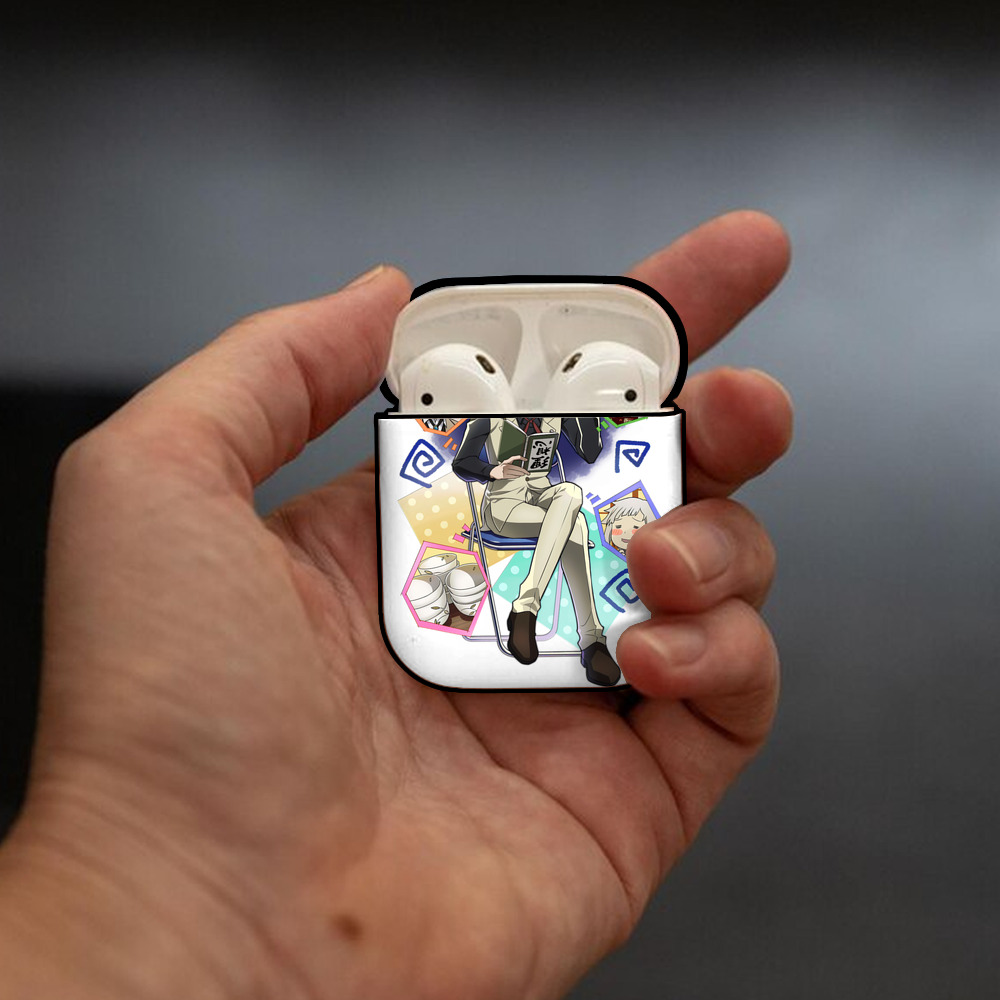 文豪ストレイドッグス Bungo Stray Dogs AirPods 第2世代保護ケース ハードシェル ブラック 耐衝撃・防指紋・カラビナ付き