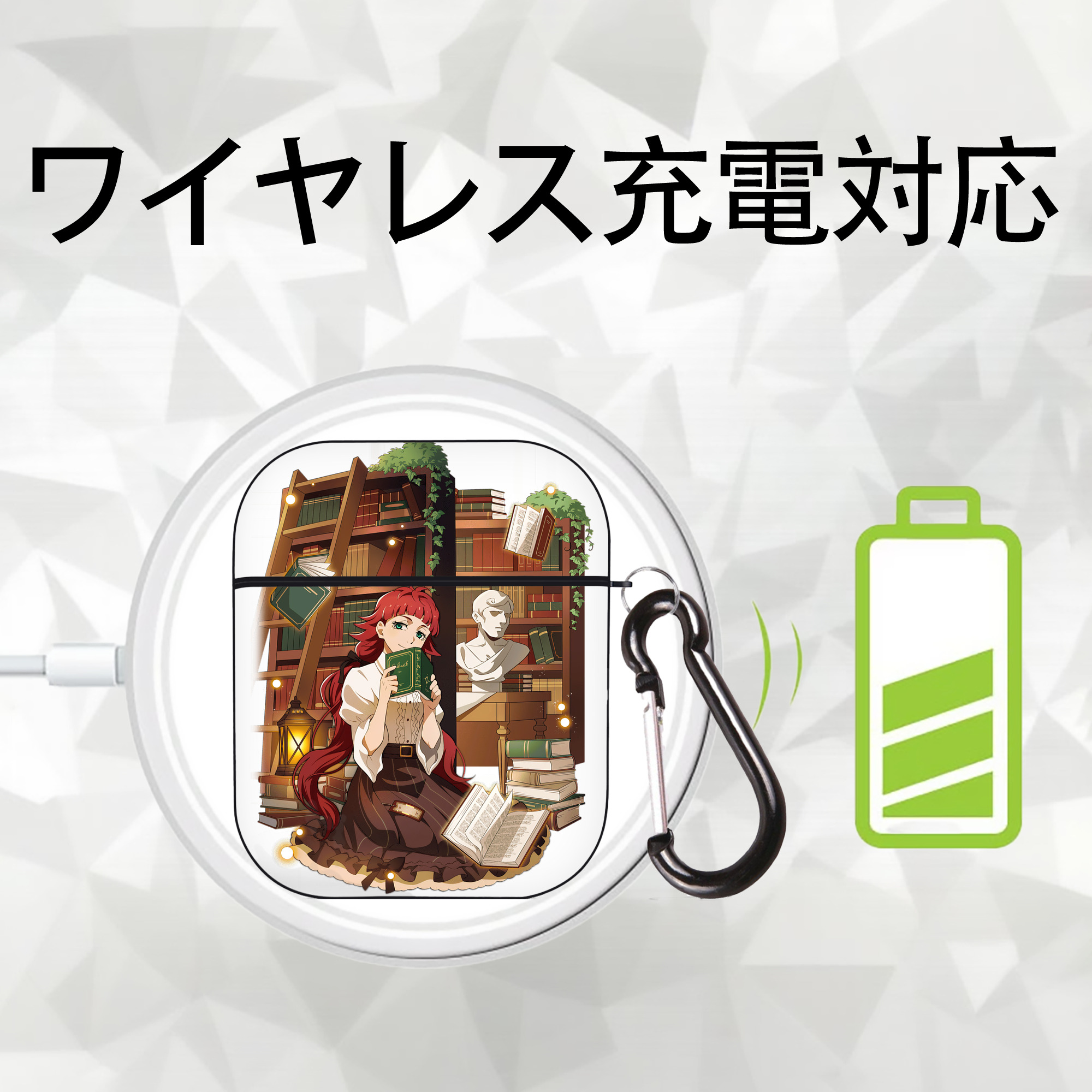 文豪ストレイドッグス Bungo Stray Dogs AirPods 第2世代保護ケース ハードシェル ブラック 耐衝撃・防指紋・カラビナ付き