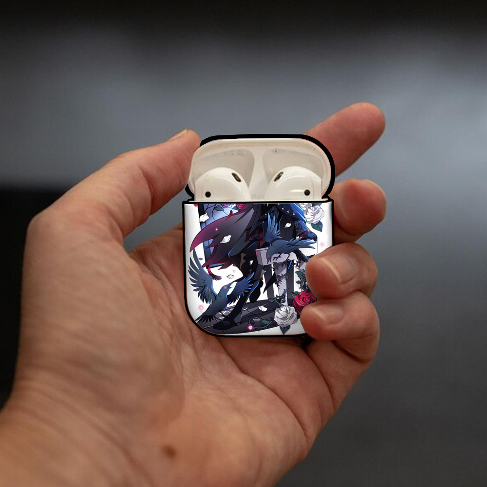 文豪ストレイドッグス Bungo Stray Dogs AirPods 第2世代保護ケース ハードシェル ブラック 耐衝撃・防指紋・カラビナ付き
