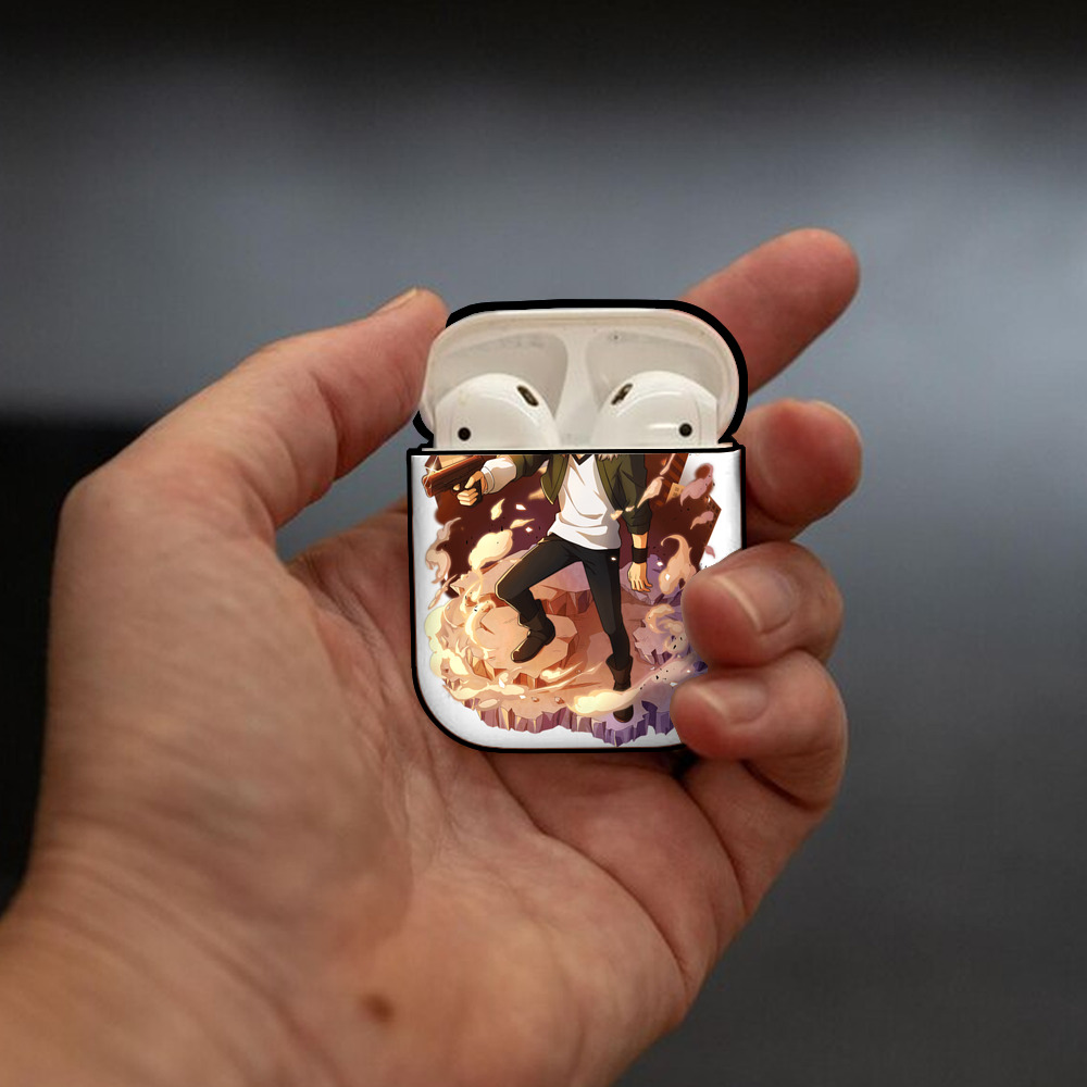 文豪ストレイドッグス Bungo Stray Dogs AirPods 第2世代保護ケース ハードシェル ブラック 耐衝撃・防指紋・カラビナ付き