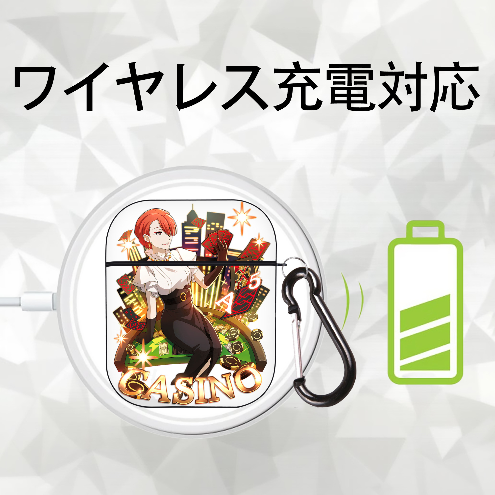 文豪ストレイドッグス Bungo Stray Dogs AirPods 第2世代保護ケース ハードシェル ブラック 耐衝撃・防指紋・カラビナ付き