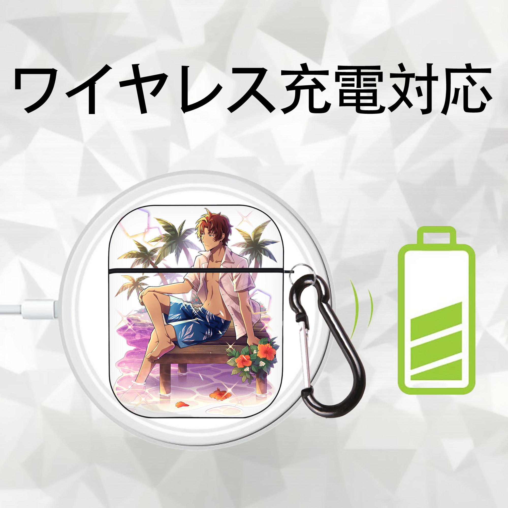 文豪ストレイドッグス Bungo Stray Dogs AirPods 第2世代保護ケース ハードシェル ブラック 耐衝撃・防指紋・カラビナ付き