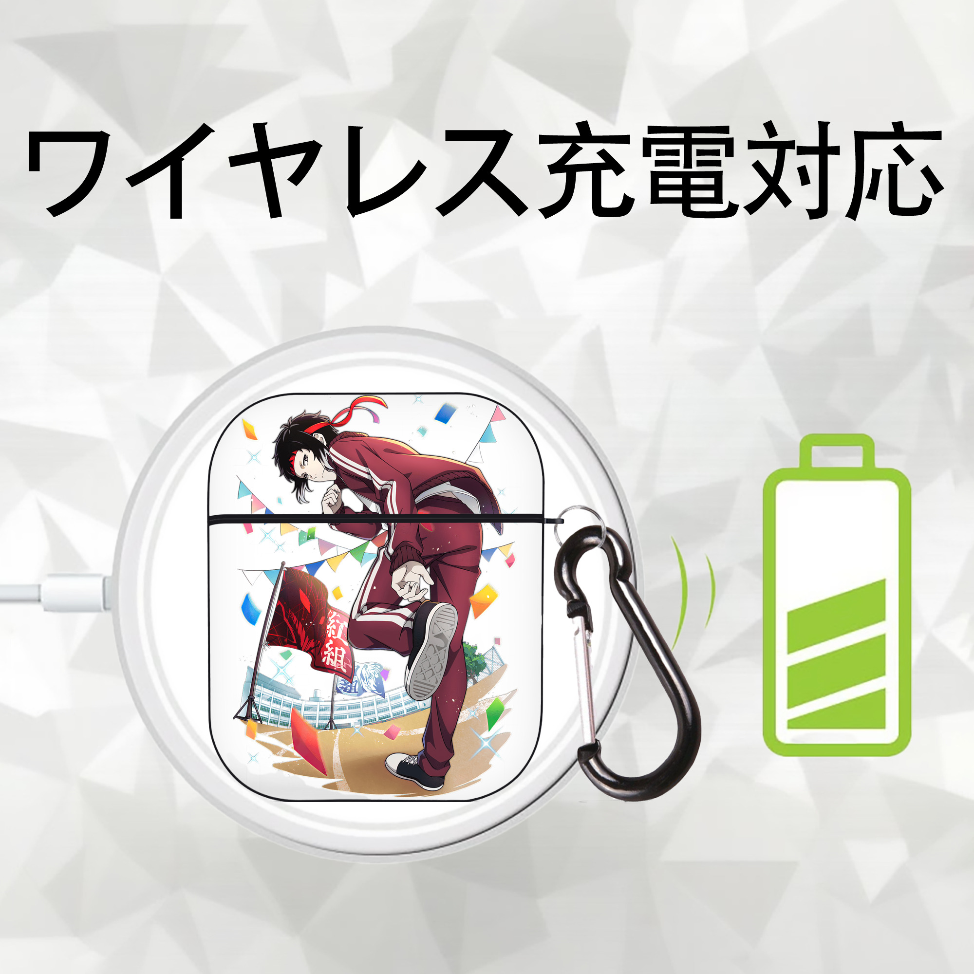 文豪ストレイドッグス Bungo Stray Dogs AirPods 第2世代保護ケース ハードシェル ブラック 耐衝撃・防指紋・カラビナ付き