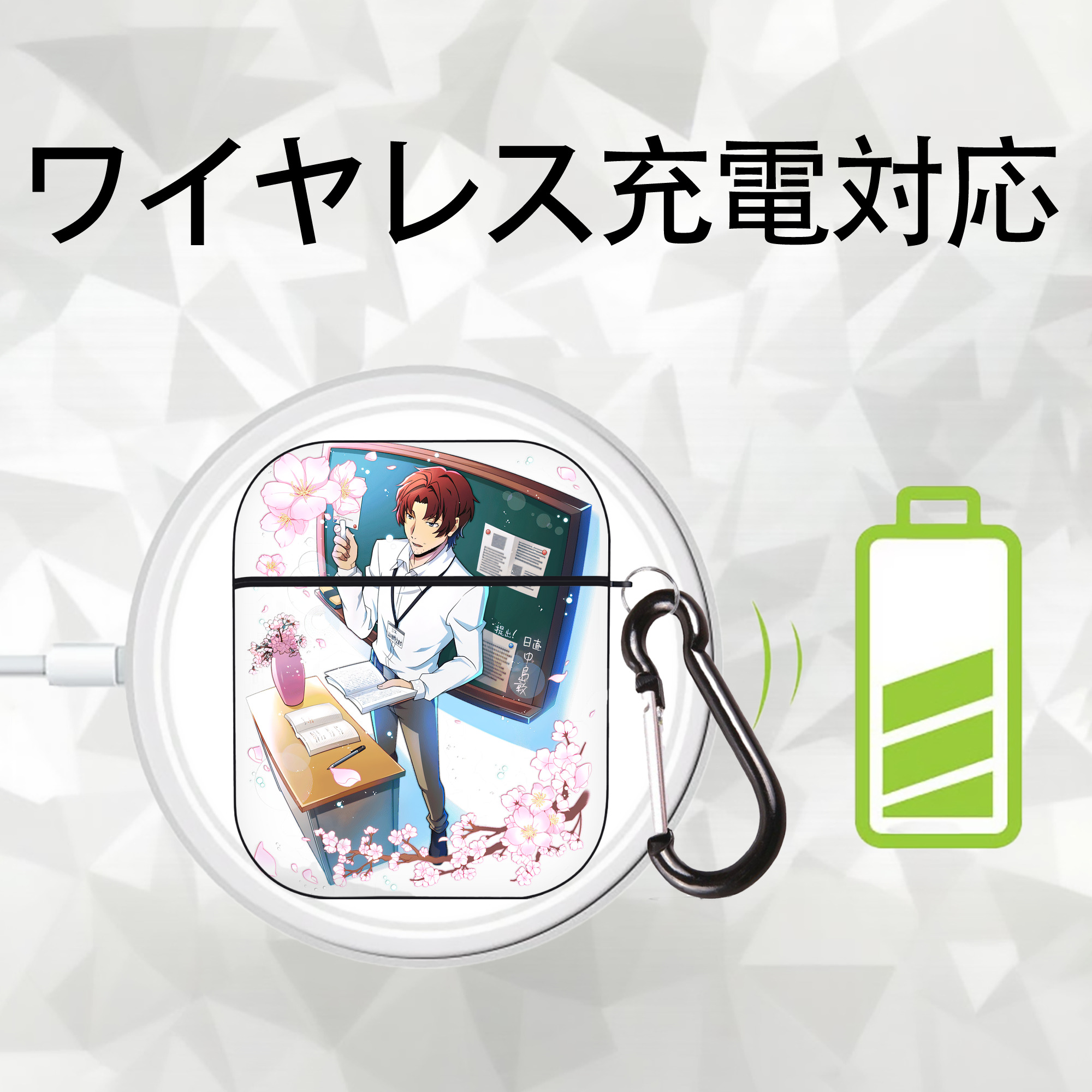 文豪ストレイドッグス Bungo Stray Dogs AirPods 第2世代保護ケース ハードシェル ブラック 耐衝撃・防指紋・カラビナ付き