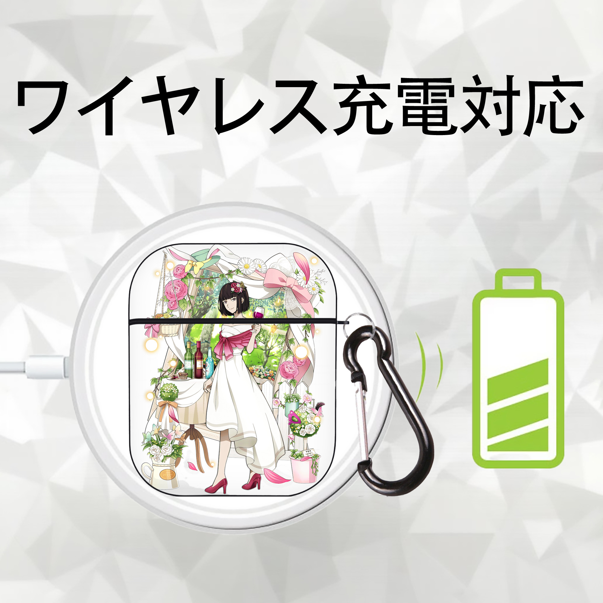 文豪ストレイドッグス Bungo Stray Dogs AirPods 第2世代保護ケース ハードシェル ブラック 耐衝撃・防指紋・カラビナ付き