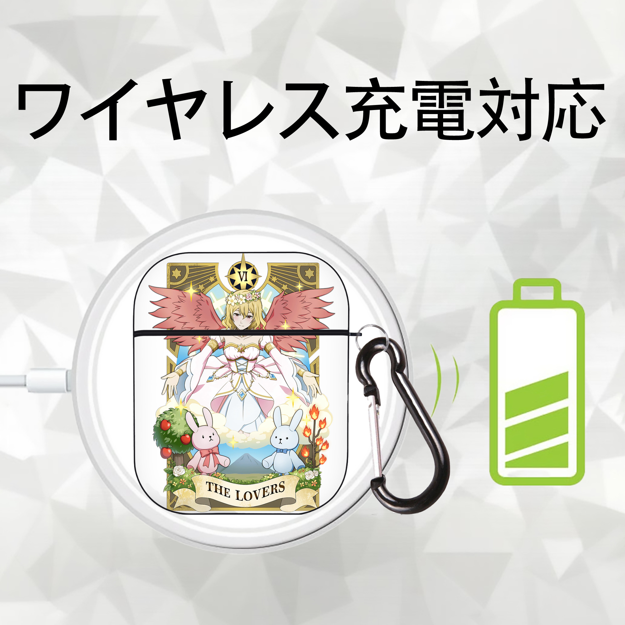 文豪ストレイドッグス Bungo Stray Dogs AirPods 第2世代保護ケース ハードシェル ブラック 耐衝撃・防指紋・カラビナ付き