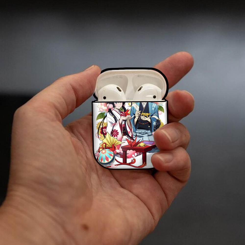 文豪ストレイドッグス Bungo Stray Dogs AirPods 第2世代保護ケース ハードシェル ブラック 耐衝撃・防指紋・カラビナ付き