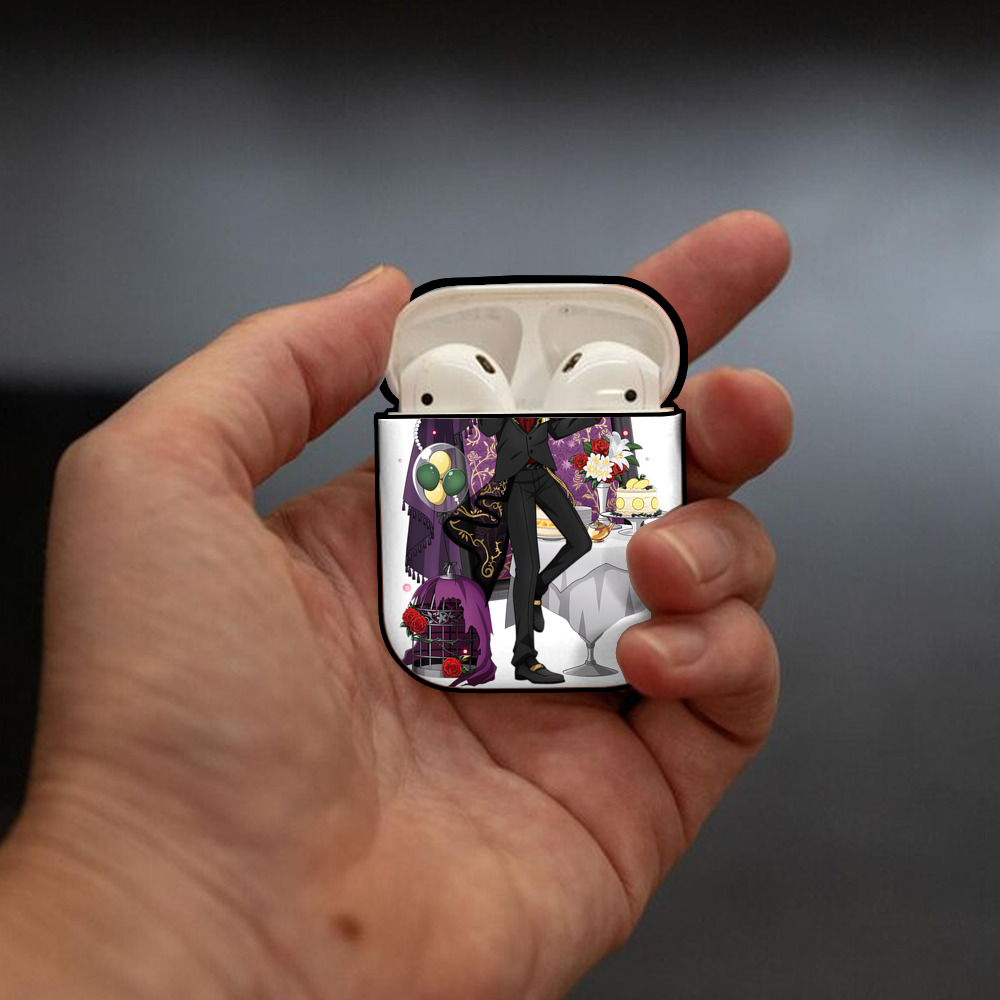 文豪ストレイドッグス Bungo Stray Dogs AirPods 第2世代保護ケース ハードシェル ブラック 耐衝撃・防指紋・カラビナ付き