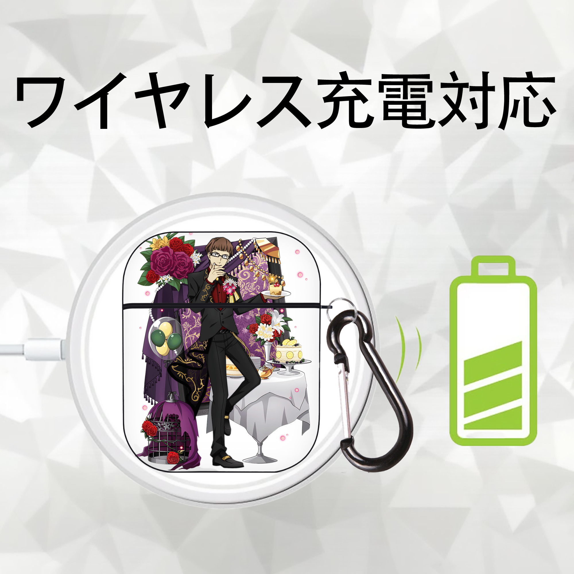 文豪ストレイドッグス Bungo Stray Dogs AirPods 第2世代保護ケース ハードシェル ブラック 耐衝撃・防指紋・カラビナ付き