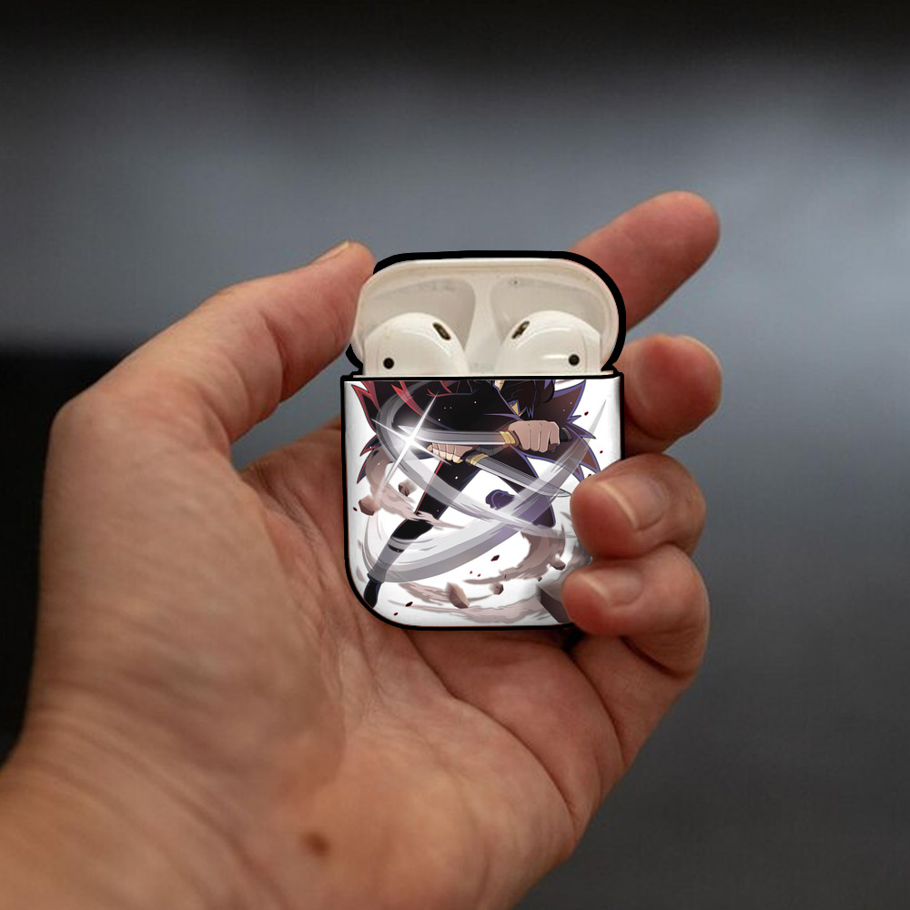 文豪ストレイドッグス Bungo Stray Dogs AirPods 第2世代保護ケース ハードシェル ブラック 耐衝撃・防指紋・カラビナ付き
